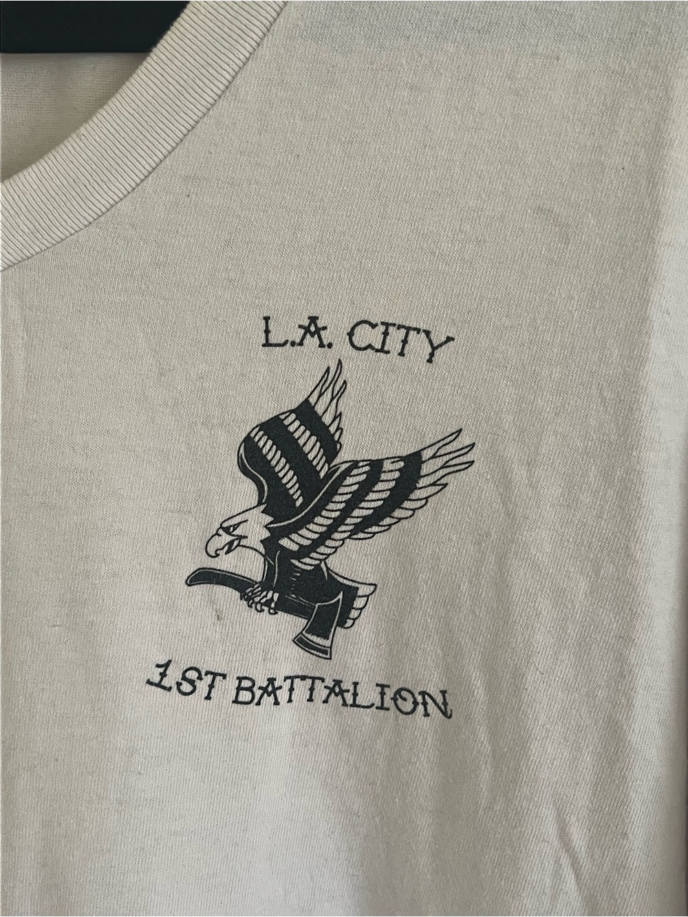 Cream LA City Cotton Short Sleeve V Neck T Shirt Tee xL - Picture 4 of 5